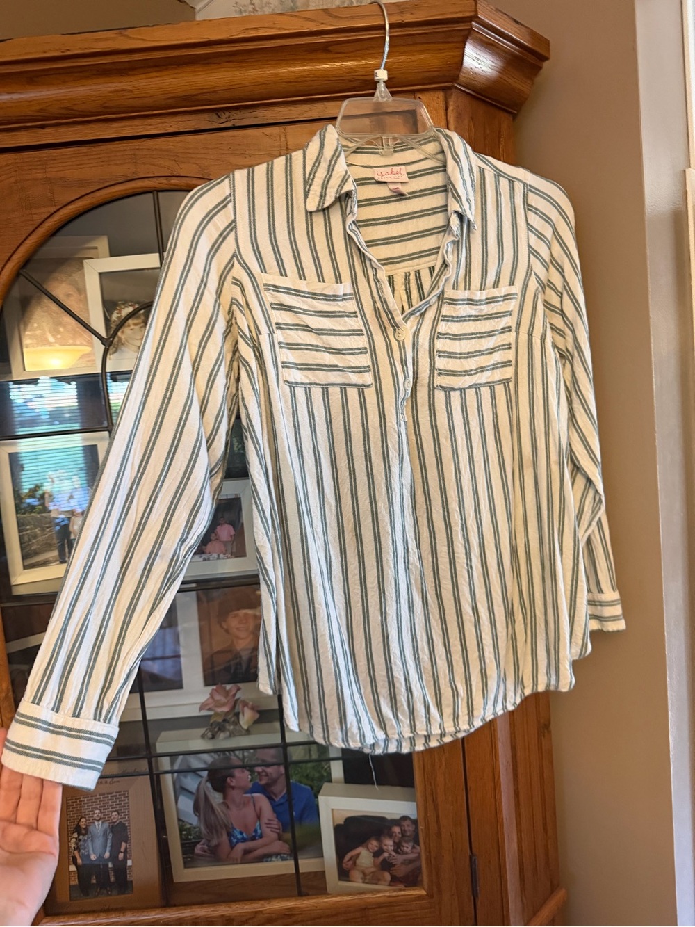 MEDIUM Striped Long Sleeve Maternity Top Cream/Green. MUST BE BUNDLED